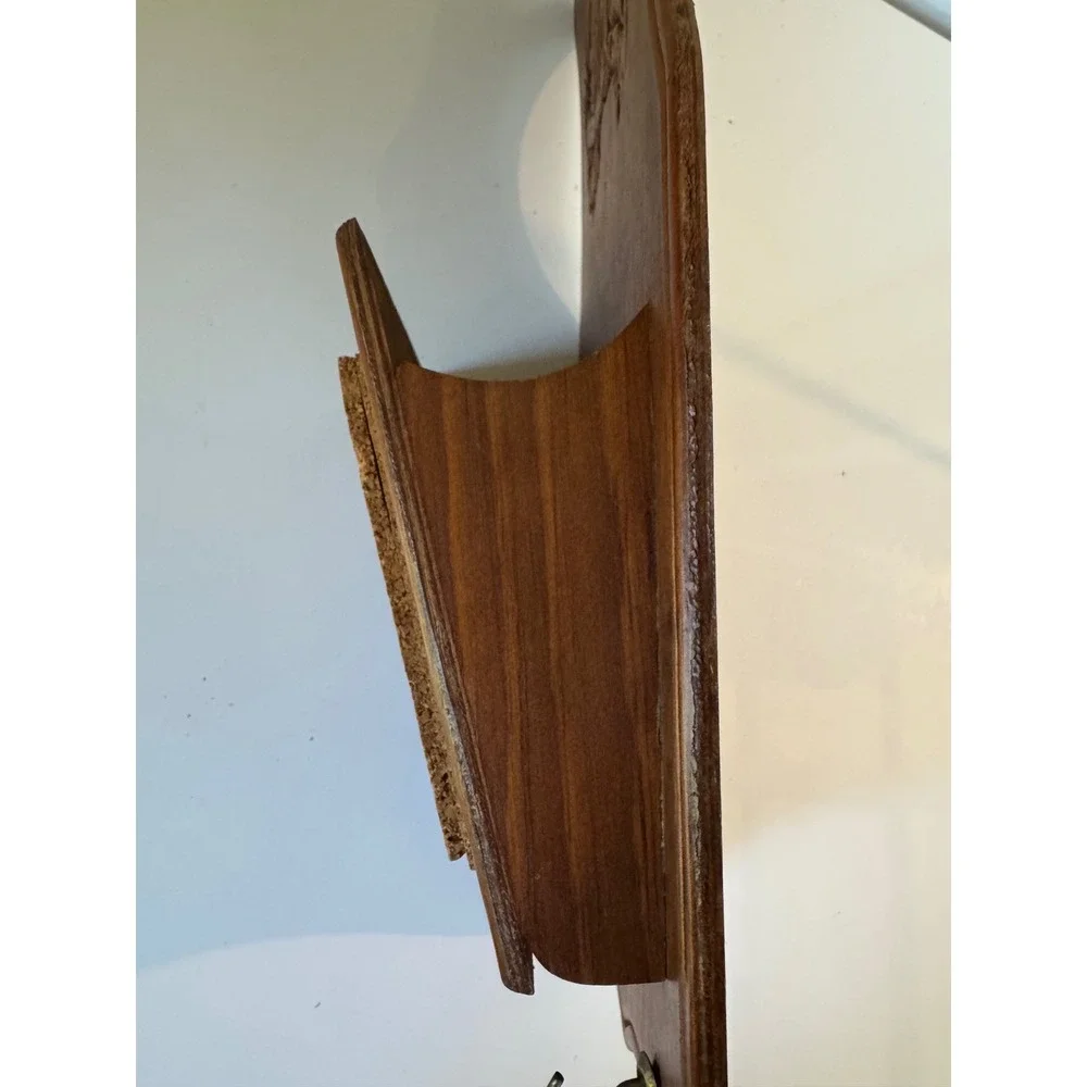 Vintage Wooden Owl Wall Organizer Mail Holder Cork Board Key Rack Rustic Decor